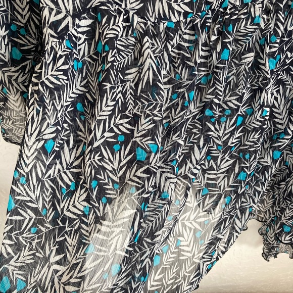 Lane Bryant Flowy Tunic Sheer Blouse Top Floral Leaf Sheer Plus Size 14 - 16 - Picture 6 of 13